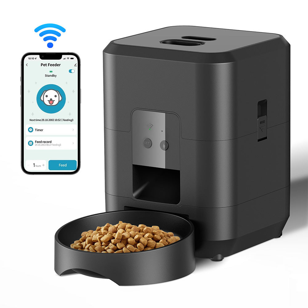 KFX-2123197 2L WiFi Pet Feeder for Dogs and Cats with Timer - White and Black Options