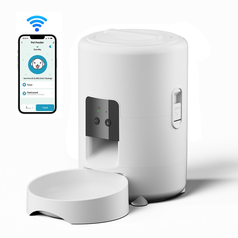 KFX-2123197 2L WiFi Pet Feeder for Dogs and Cats with Timer - White and Black Options