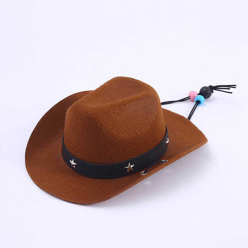 KFX-2124221 Stylish Mini Cowboy Hat for Pets - Polyester Woven Design in Multiple Colors