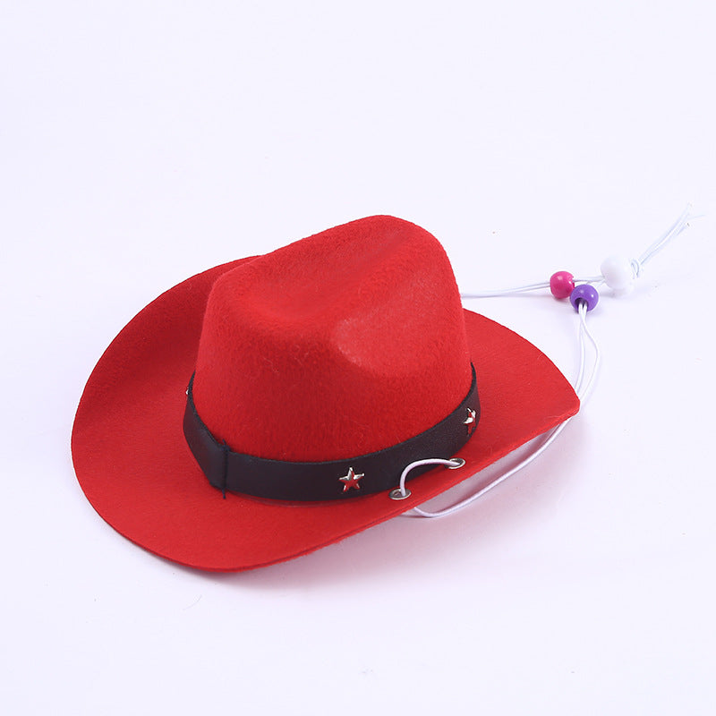 KFX-2124221 Stylish Mini Cowboy Hat for Pets - Polyester Woven Design in Multiple Colors
