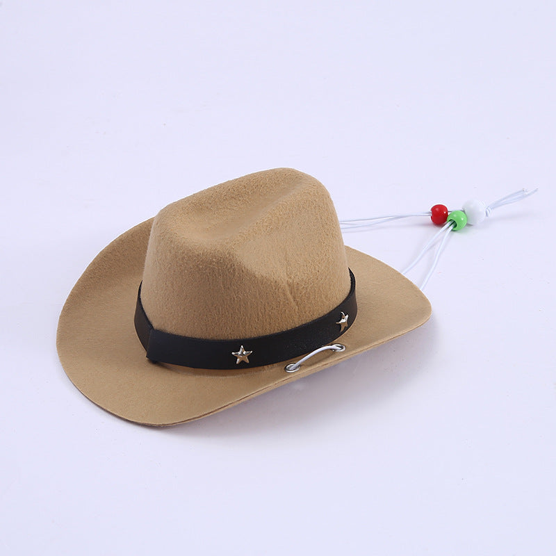 KFX-2124221 Stylish Mini Cowboy Hat for Pets - Polyester Woven Design in Multiple Colors