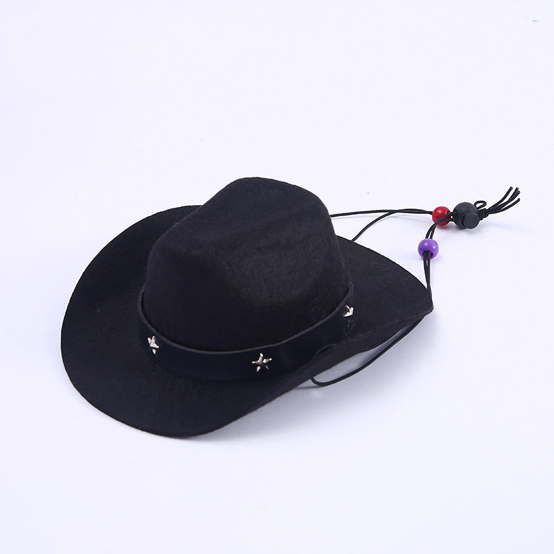 KFX-2124221 Stylish Mini Cowboy Hat for Pets - Polyester Woven Design in Multiple Colors