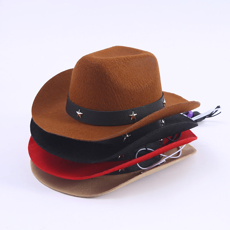 KFX-2124221 Stylish Mini Cowboy Hat for Pets - Polyester Woven Design in Multiple Colors