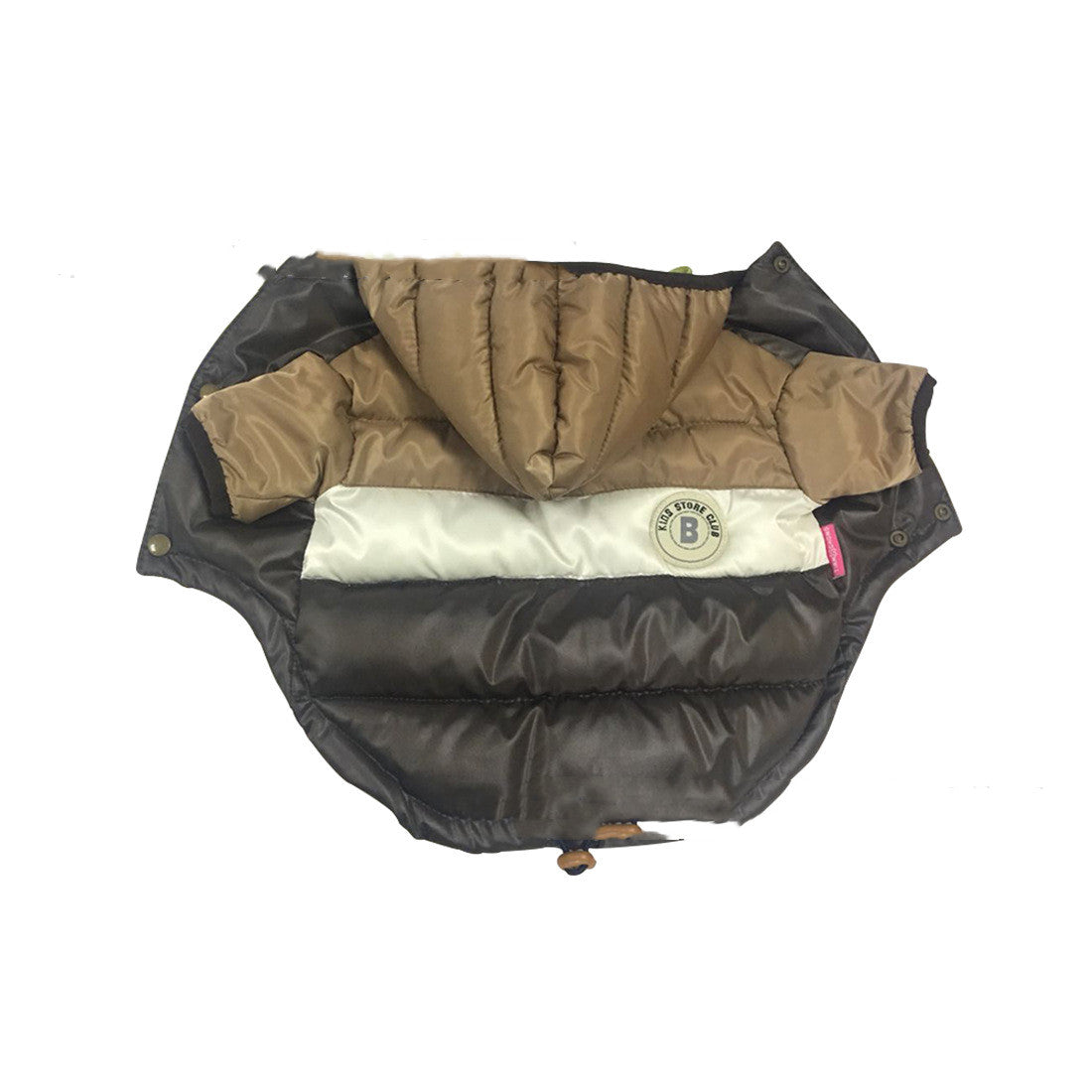 KFX-2125757 Waterproof Hooded Down Padded Jacket for Two-Legged Puppies in Brown, Pink, Navy Blue