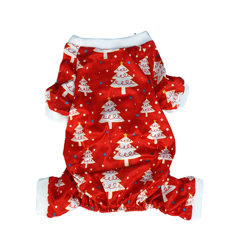 KFX-2129341 Festive Red and Green Santa Claus and Christmas Tree Dog Clothes in Sizes S, M, L, XL