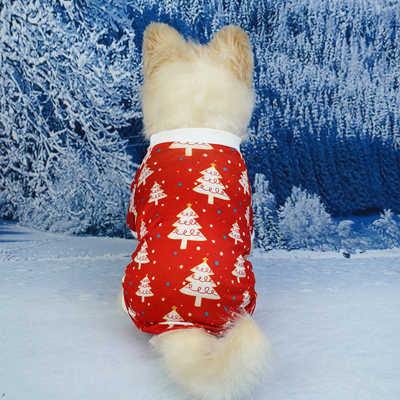 KFX-2129341 Festive Red and Green Santa Claus and Christmas Tree Dog Clothes in Sizes S, M, L, XL