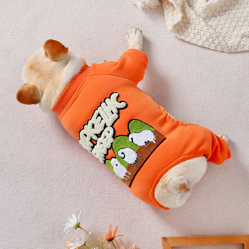 KFX-2129597 Stylish Winter Padded Four-Legged Dog Coat in Orange Cotton