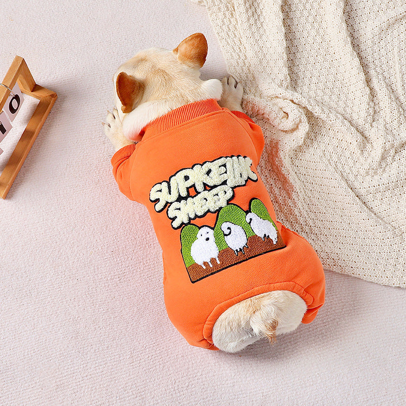 KFX-2129597 Stylish Winter Padded Four-Legged Dog Coat in Orange Cotton