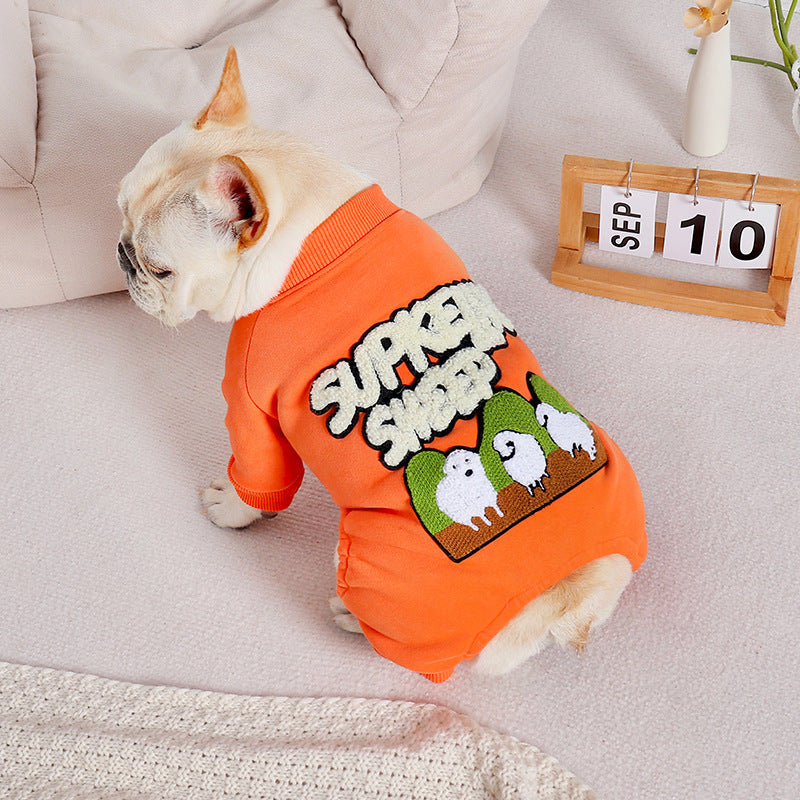 KFX-2129597 Stylish Winter Padded Four-Legged Dog Coat in Orange Cotton