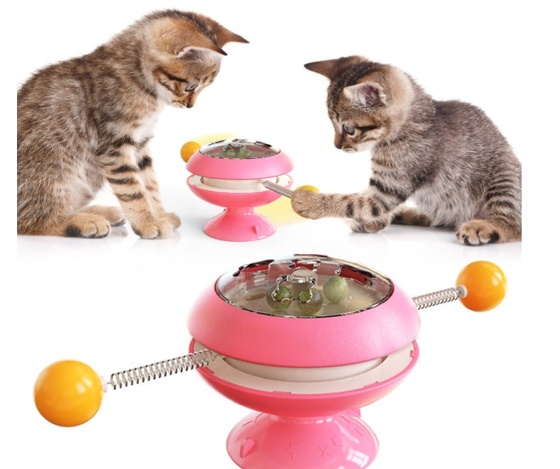 KFX-2129981 Rotary Cat Toy with Peppermint Ball and Colorful Stick for Engaging Playtime
