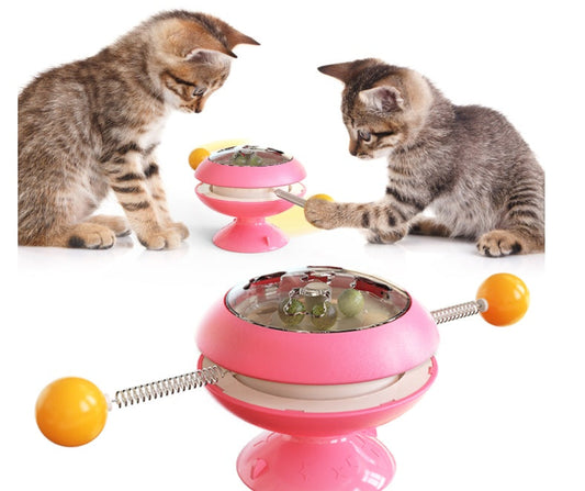 KFX-2129981 Rotary Cat Toy with Peppermint Ball and Colorful Stick for Engaging Playtime
