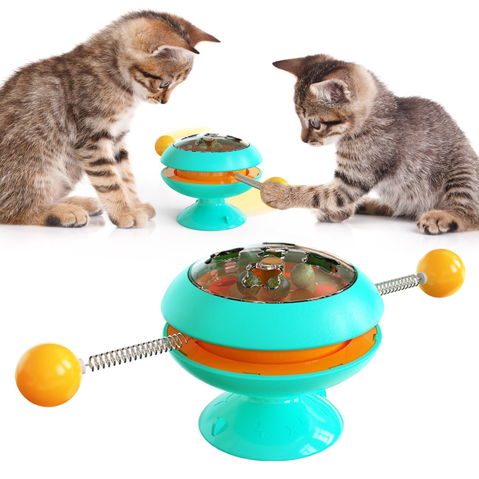 KFX-2129981 Rotary Cat Toy with Peppermint Ball and Colorful Stick for Engaging Playtime