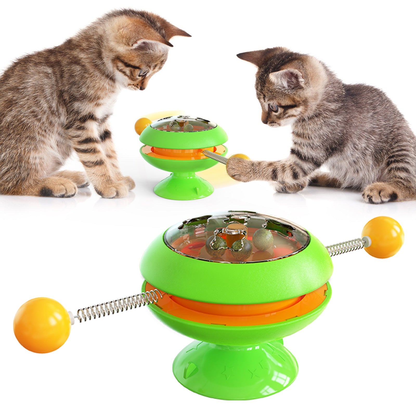 KFX-2129981 Rotary Cat Toy with Peppermint Ball and Colorful Stick for Engaging Playtime