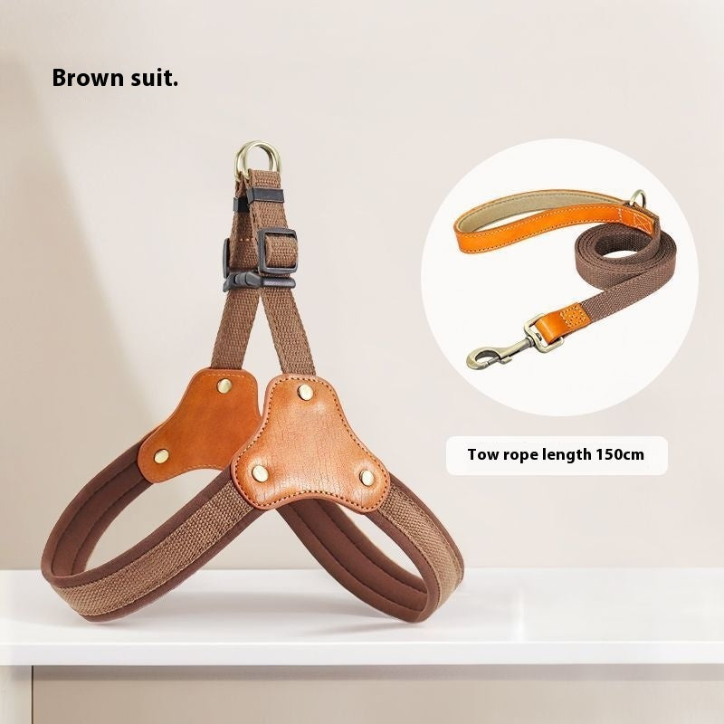 KFX-2134717 Small Dog Breast Collar and Leash Set for Bichon and Other Pets