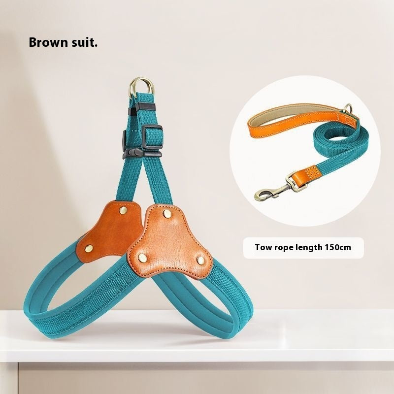 KFX-2134717 Small Dog Breast Collar and Leash Set for Bichon and Other Pets
