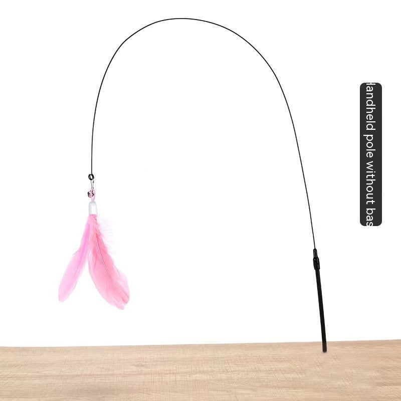 KFX-2135741 Suction Cup Cat Toy with Bell and Feather Wand in Various Colors