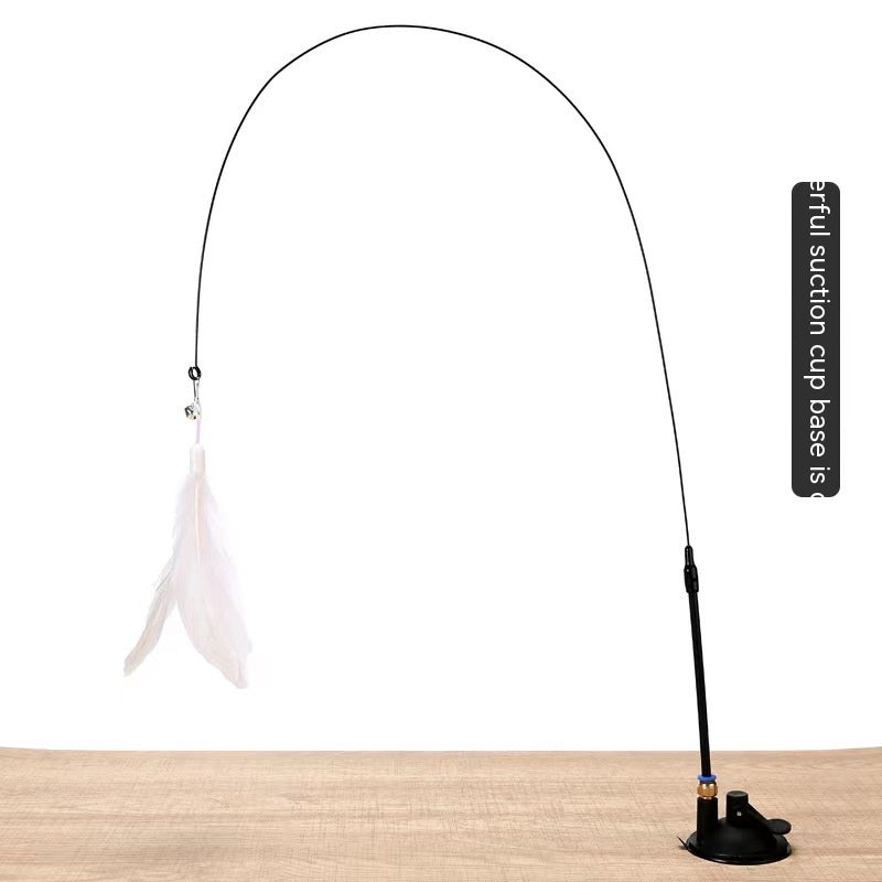 KFX-2135741 Suction Cup Cat Toy with Bell and Feather Wand in Various Colors
