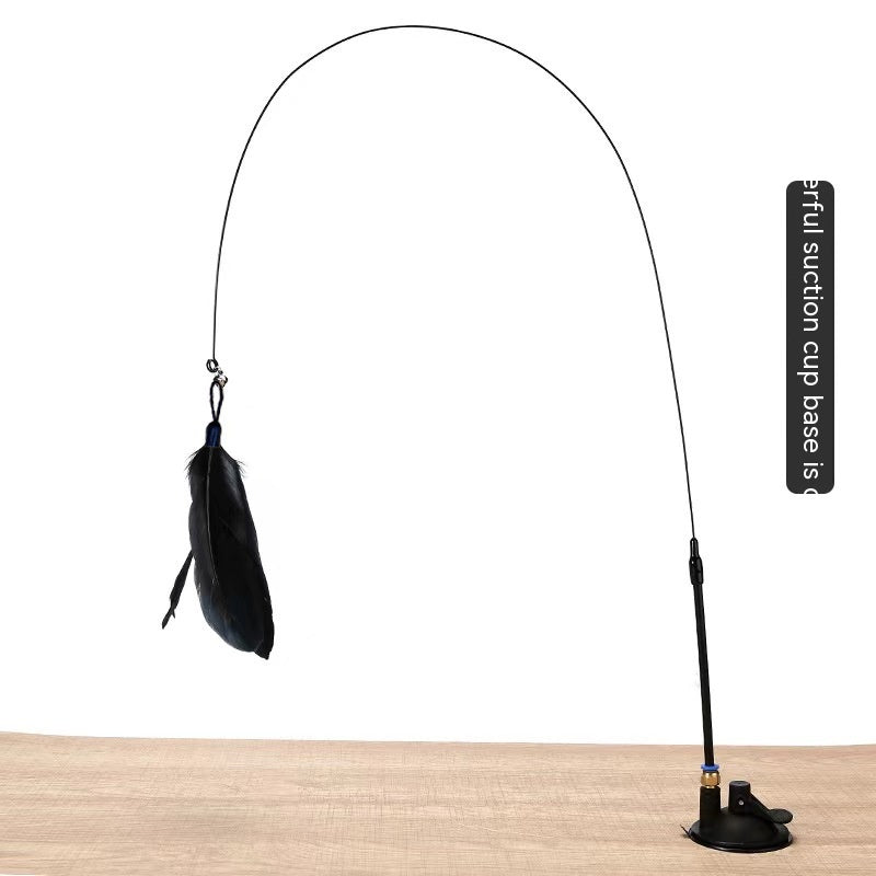 KFX-2135741 Suction Cup Cat Toy with Bell and Feather Wand in Various Colors