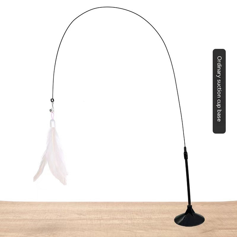 KFX-2135741 Suction Cup Cat Toy with Bell and Feather Wand in Various Colors