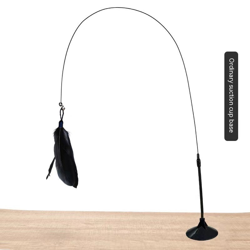 KFX-2135741 Suction Cup Cat Toy with Bell and Feather Wand in Various Colors