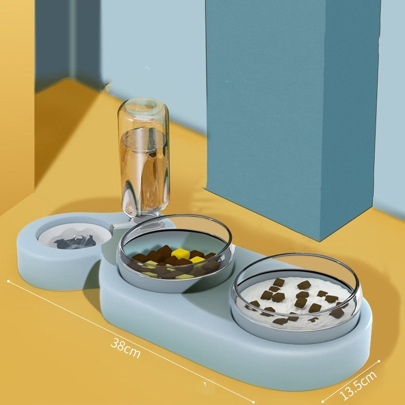 KFX-2136893 Automatic Pet Feeding Station with 2 Bowls and Water Fountain, Easy Clean Plastic, Multiple Color Options, 550ml Volume