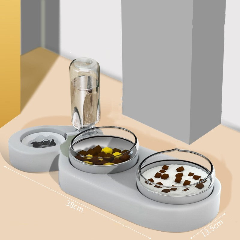 KFX-2136893 Automatic Pet Feeding Station with 2 Bowls and Water Fountain, Easy Clean Plastic, Multiple Color Options, 550ml Volume