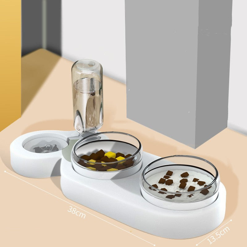 KFX-2136893 Automatic Pet Feeding Station with 2 Bowls and Water Fountain, Easy Clean Plastic, Multiple Color Options, 550ml Volume