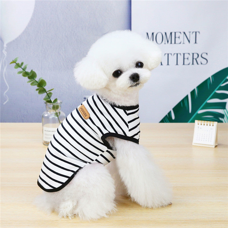 KFX-2138685 Casual Striped Vest for Pets - Lightweight Cotton with Multiple Color Options