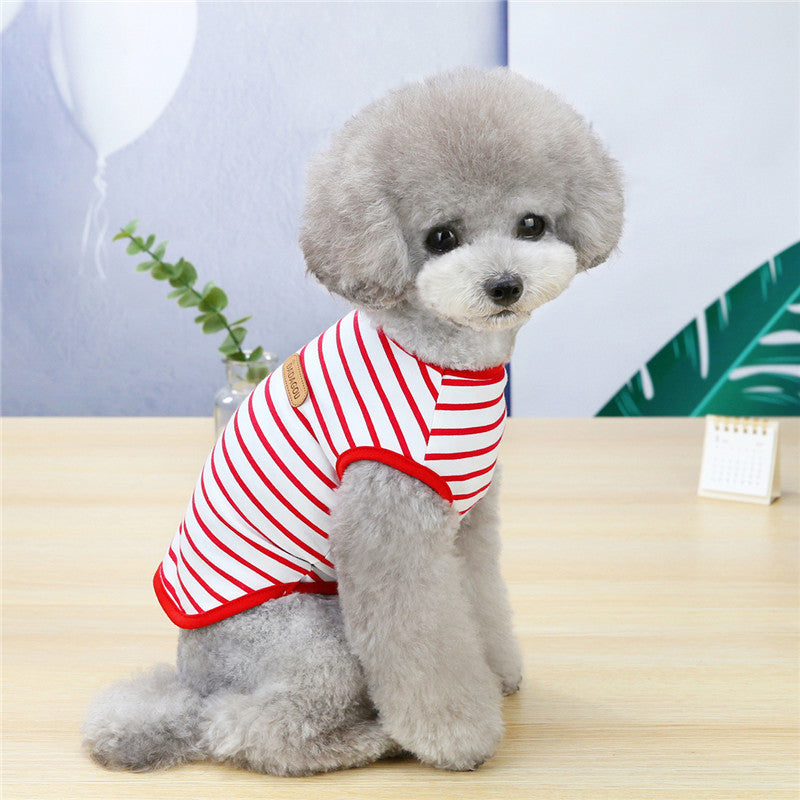 KFX-2138685 Casual Striped Vest for Pets - Lightweight Cotton with Multiple Color Options