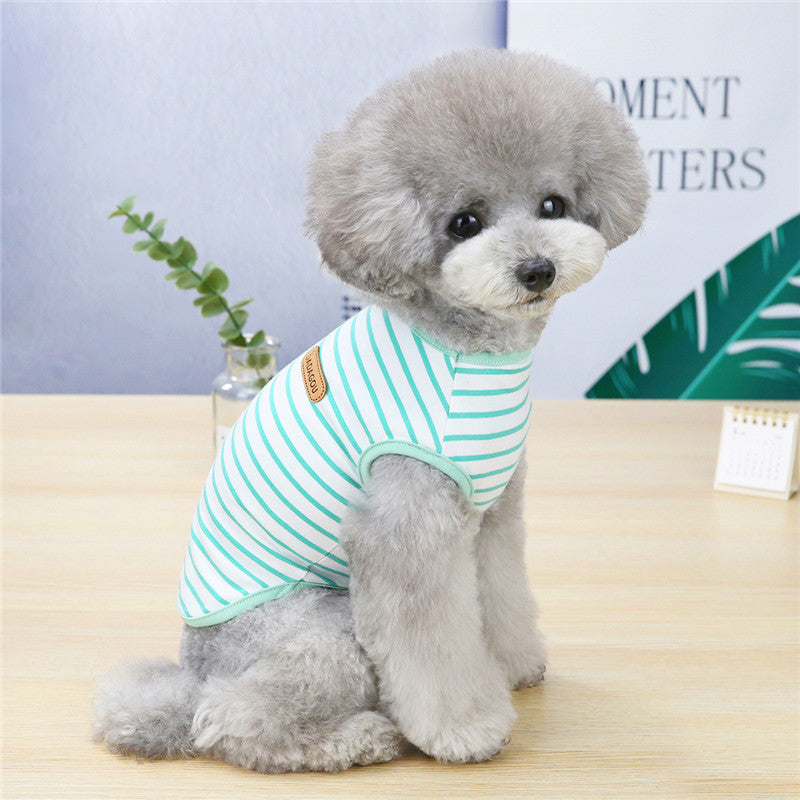 KFX-2138685 Casual Striped Vest for Pets - Lightweight Cotton with Multiple Color Options