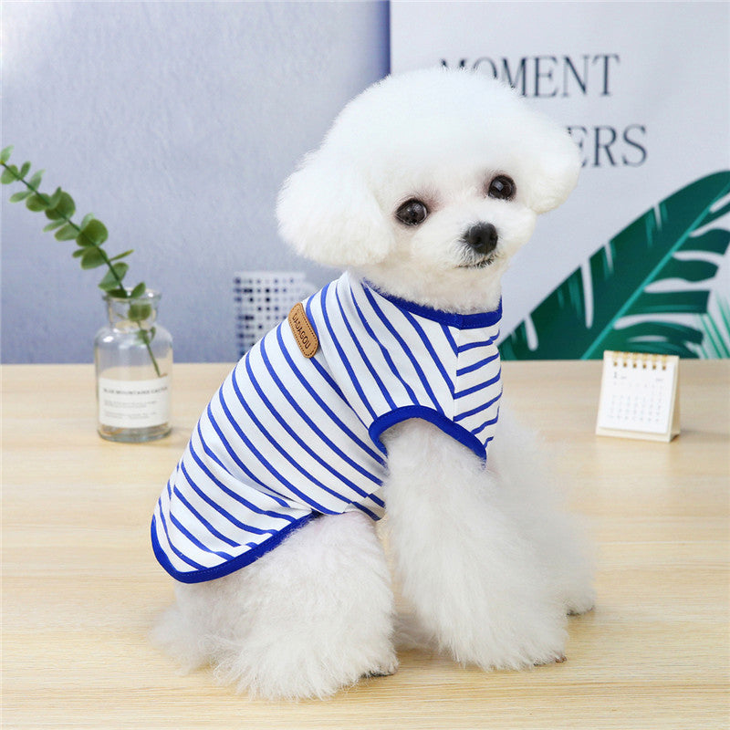 KFX-2138685 Casual Striped Vest for Pets - Lightweight Cotton with Multiple Color Options