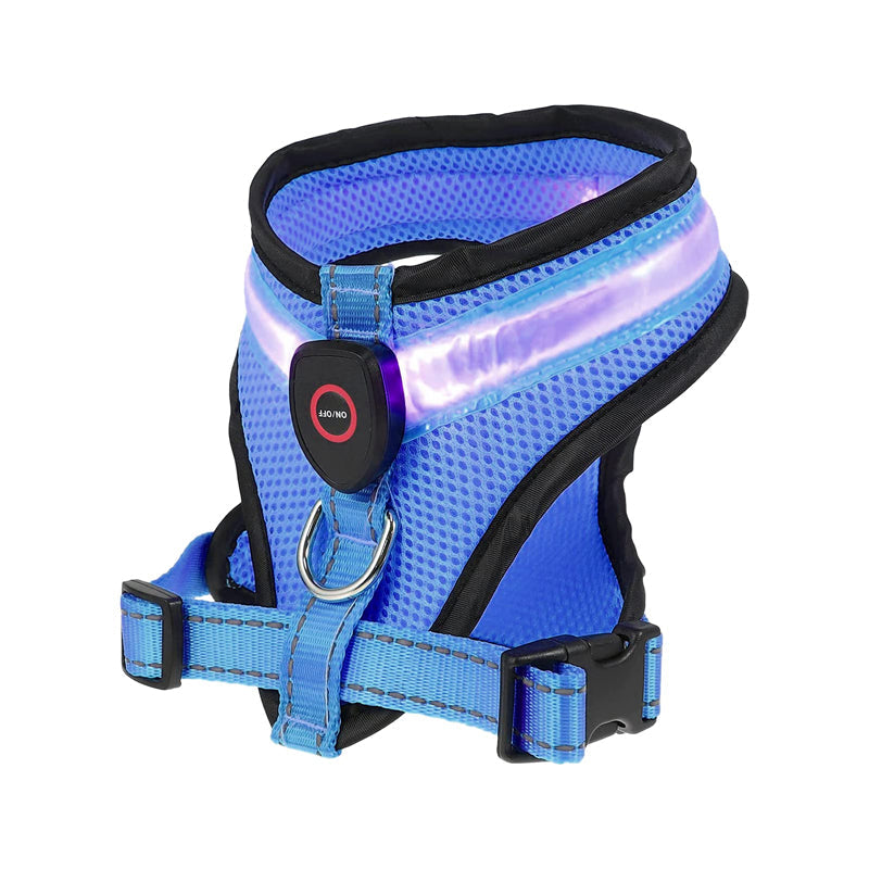 KFX-2139965 Rechargeable LED Lighted Dog Harness with USB Charging and Adjustable Mesh Fabric