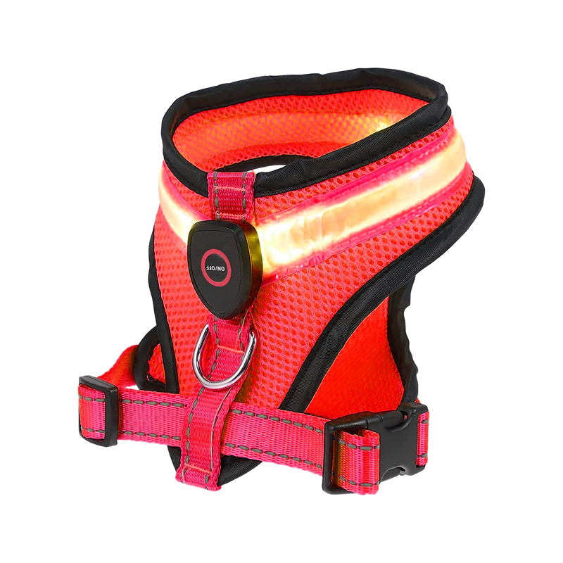 KFX-2139965 Rechargeable LED Lighted Dog Harness with USB Charging and Adjustable Mesh Fabric