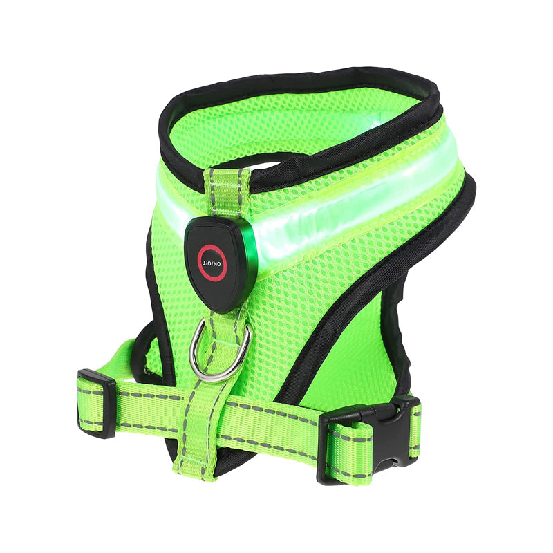 KFX-2139965 Rechargeable LED Lighted Dog Harness with USB Charging and Adjustable Mesh Fabric