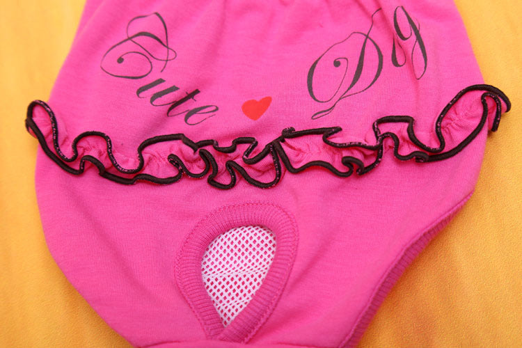KFX-2141245 Cotton Lace Dog Safety Panty in Brown and Red - XS, S, M, L Sizes