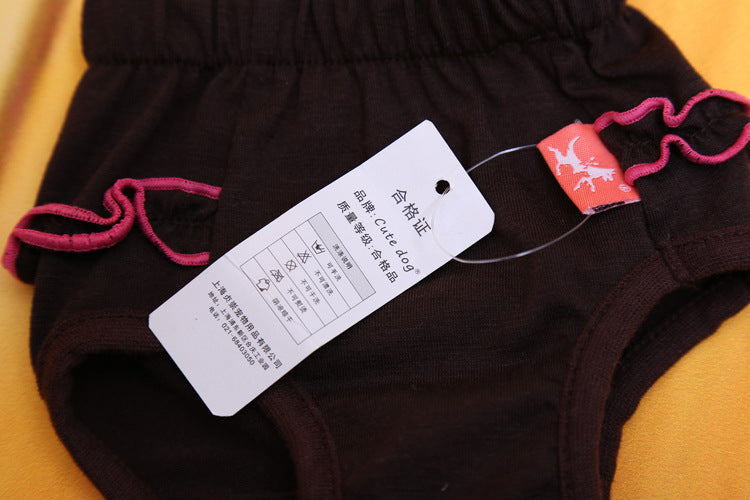 KFX-2141245 Cotton Lace Dog Safety Panty in Brown and Red - XS, S, M, L Sizes