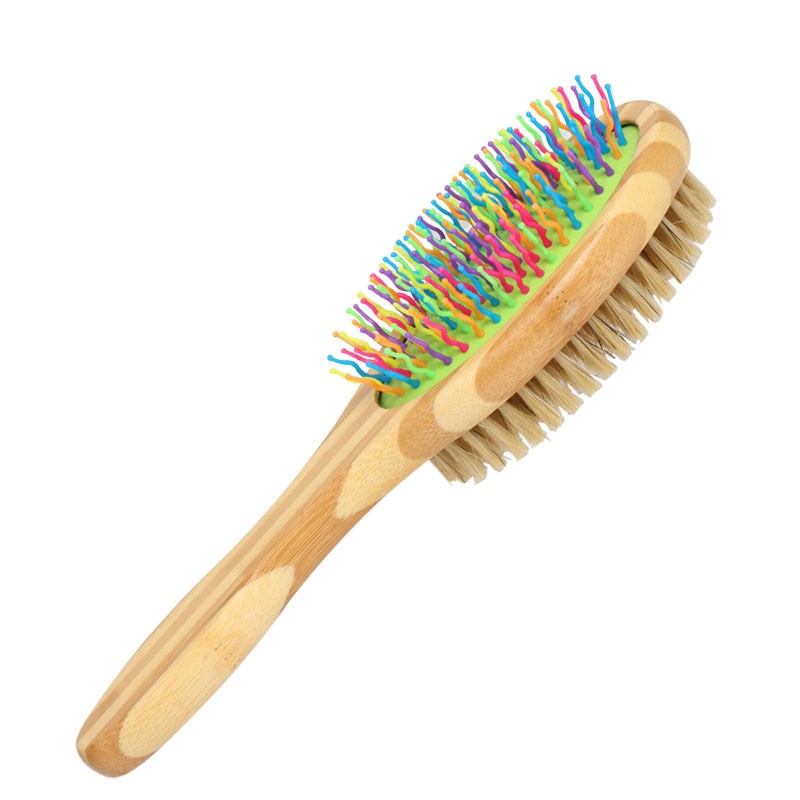 KFX-2142269 Bamboo Two-Sided Pig Hair Comb for Dogs and Cats - 235 x 70 x 60mm