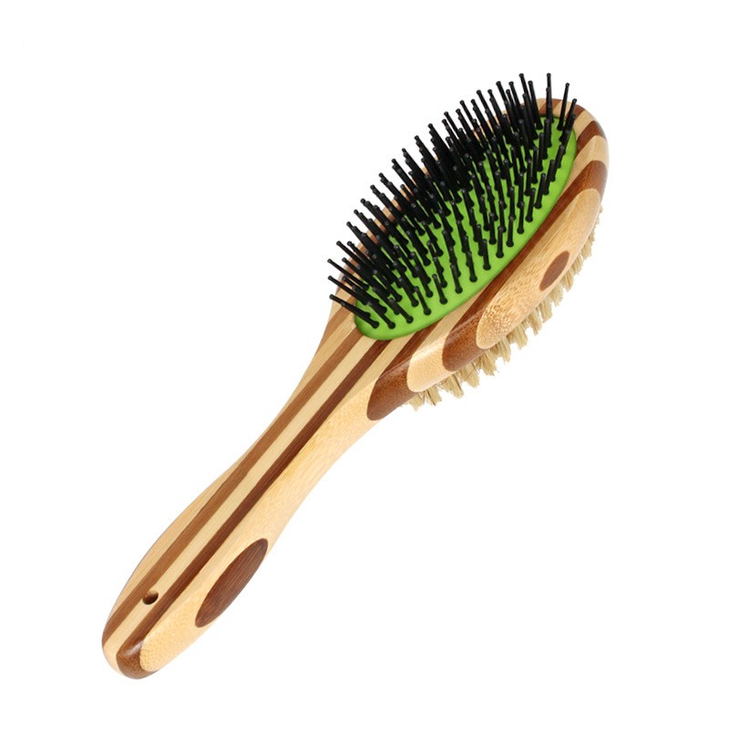 KFX-2142269 Bamboo Two-Sided Pig Hair Comb for Dogs and Cats - 235 x 70 x 60mm
