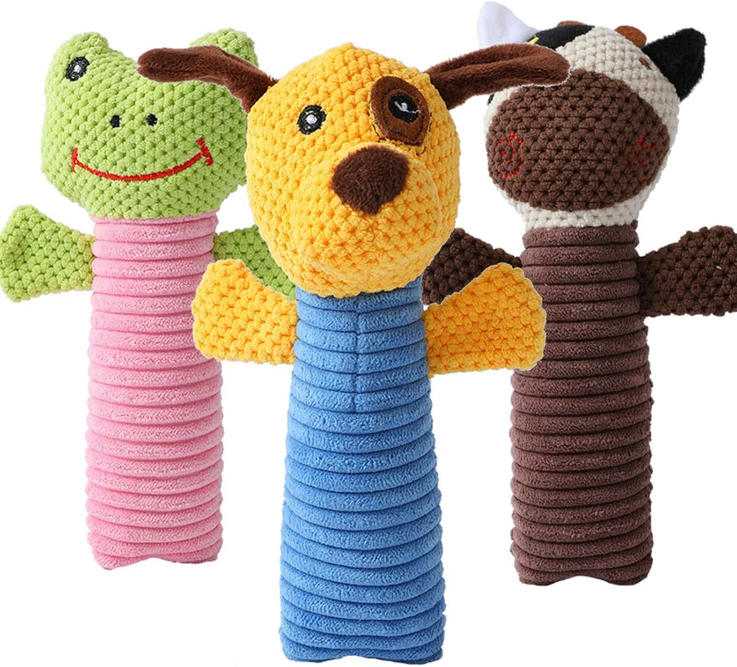 KFX-2143933 Durable Dog Squeaky Chew Toy - Soft Plush Stuffed Animal for Dental Care and Teeth Cleaning