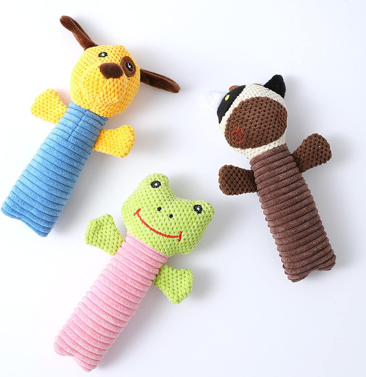KFX-2143933 Durable Dog Squeaky Chew Toy - Soft Plush Stuffed Animal for Dental Care and Teeth Cleaning