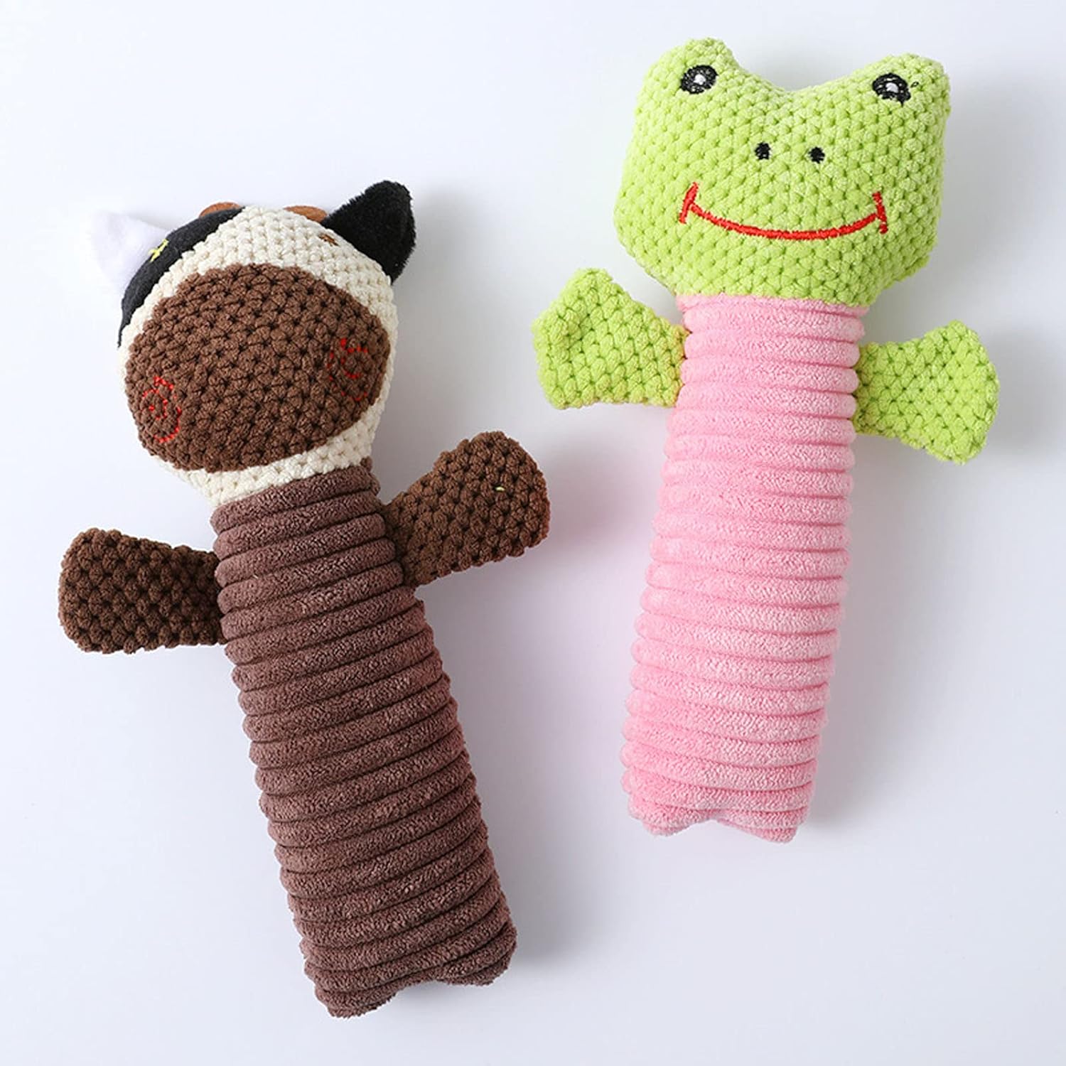 KFX-2143933 Durable Dog Squeaky Chew Toy - Soft Plush Stuffed Animal for Dental Care and Teeth Cleaning