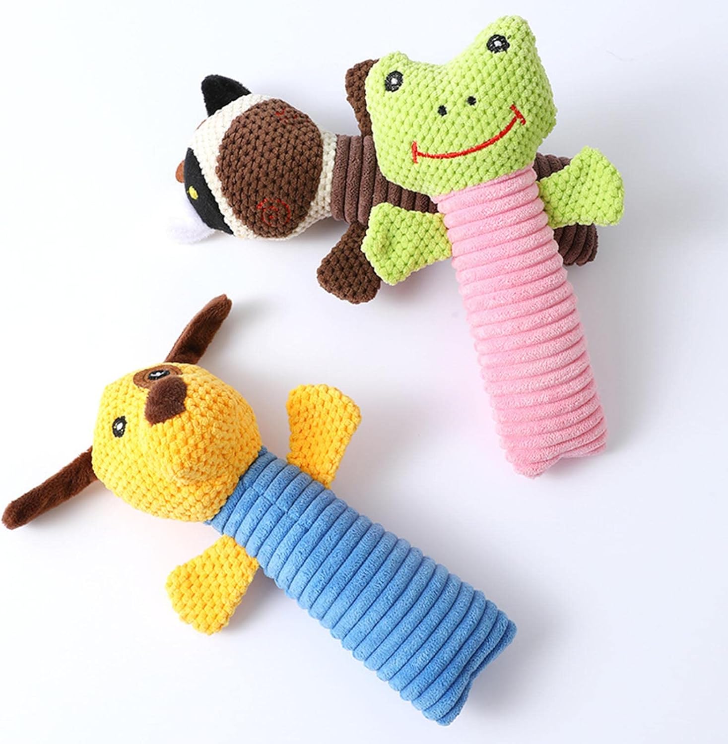 KFX-2143933 Durable Dog Squeaky Chew Toy - Soft Plush Stuffed Animal for Dental Care and Teeth Cleaning