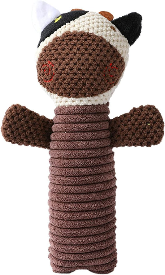 KFX-2143933 Durable Dog Squeaky Chew Toy - Soft Plush Stuffed Animal for Dental Care and Teeth Cleaning