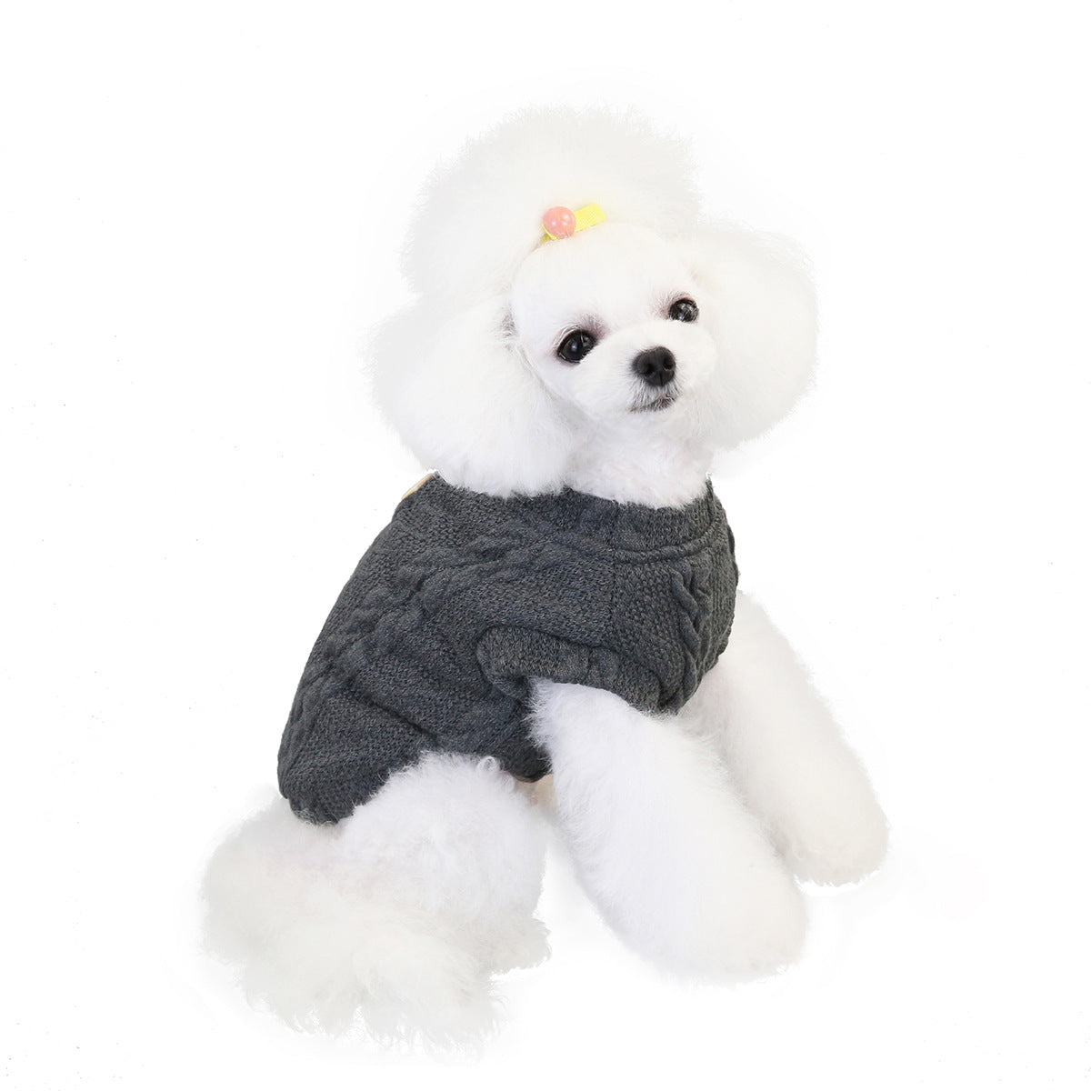 KFX-2144445 Woollen Cotton Pet Sweater for Small Dogs and Cats - Autumn and Winter Wear in Gray, Brown, Red