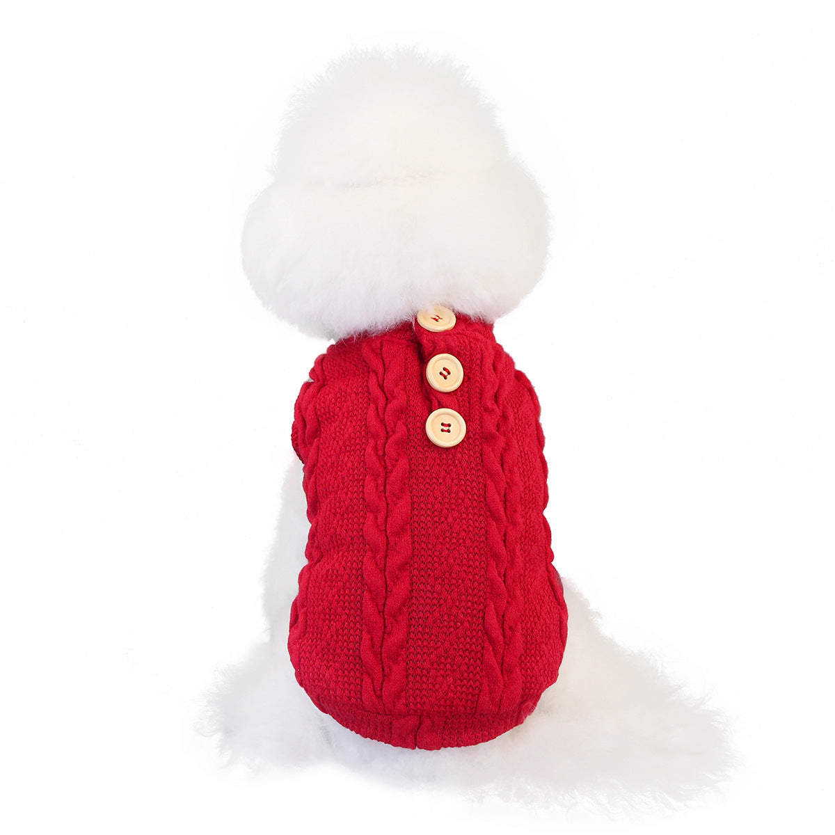 KFX-2144445 Woollen Cotton Pet Sweater for Small Dogs and Cats - Autumn and Winter Wear in Gray, Brown, Red