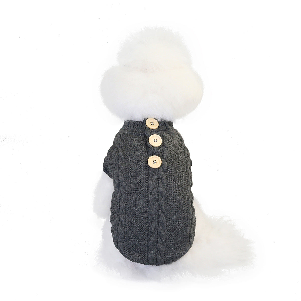 KFX-2144445 Woollen Cotton Pet Sweater for Small Dogs and Cats - Autumn and Winter Wear in Gray, Brown, Red