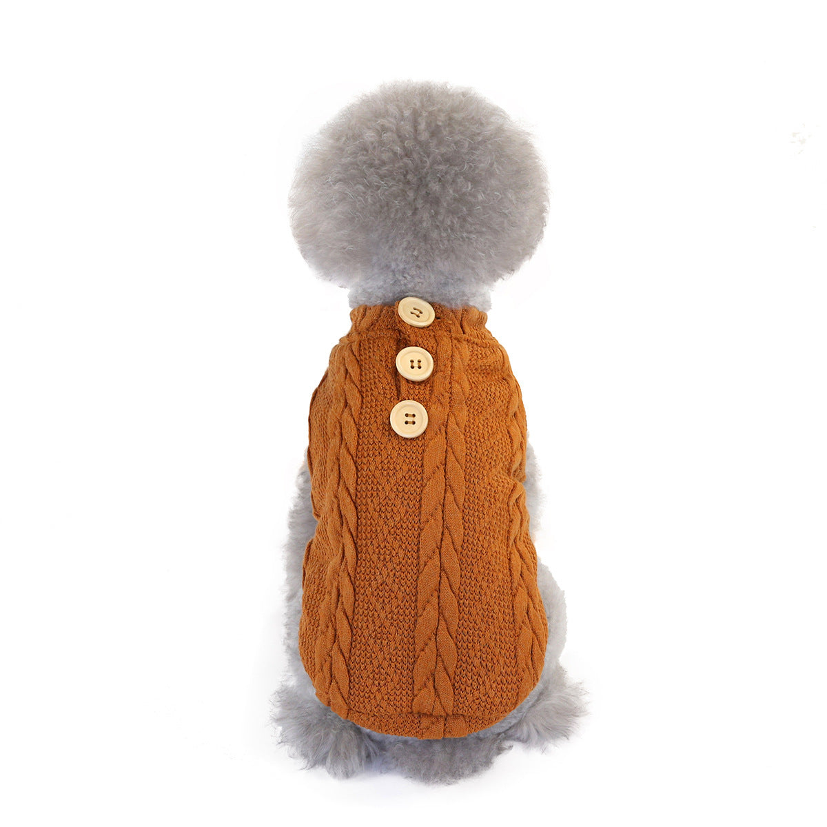KFX-2144445 Woollen Cotton Pet Sweater for Small Dogs and Cats - Autumn and Winter Wear in Gray, Brown, Red