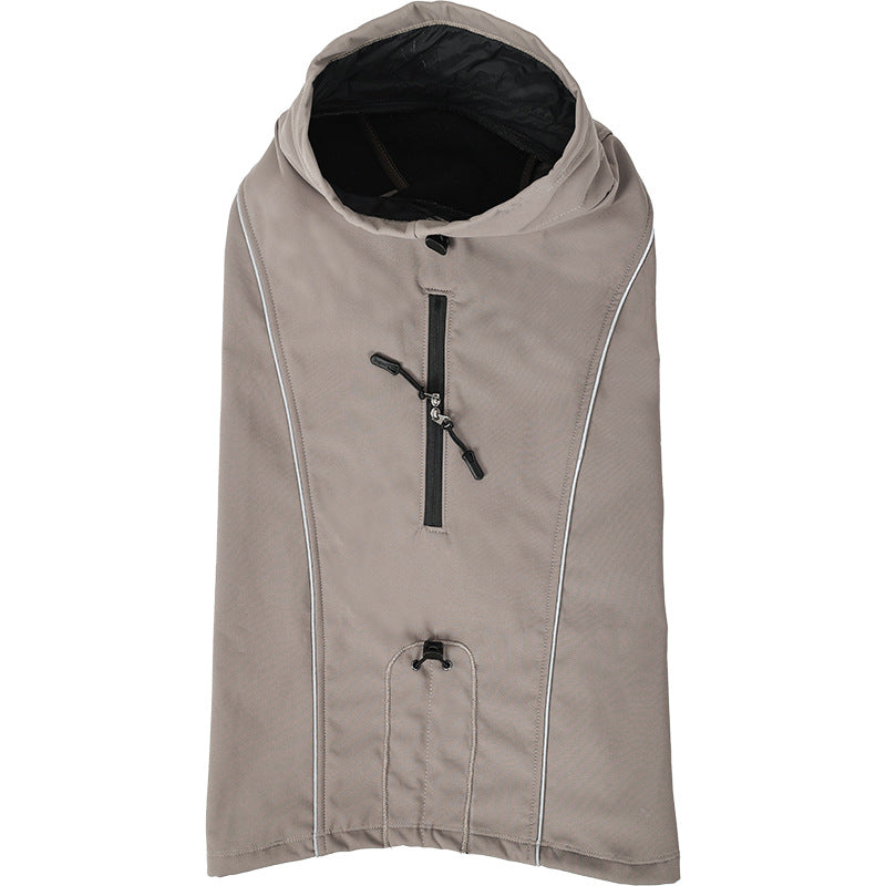 KFX-2146109 Outdoor Soft Shell Dog Jacket - Durable Polyester Fiber in Rock Brown, Blue, Black, Sizes XS-3XL