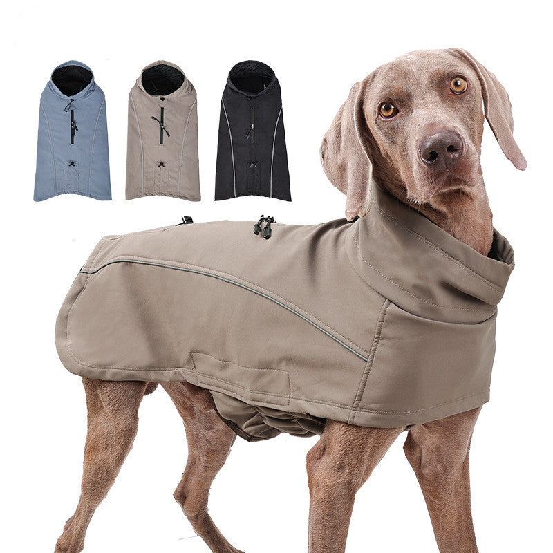 KFX-2146109 Outdoor Soft Shell Dog Jacket - Durable Polyester Fiber in Rock Brown, Blue, Black, Sizes XS-3XL