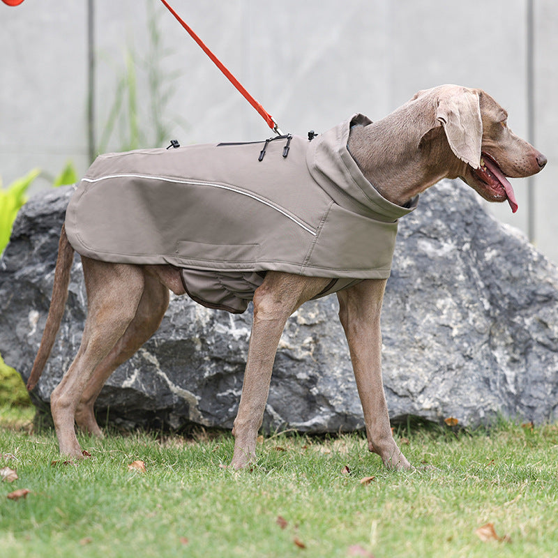 KFX-2146109 Outdoor Soft Shell Dog Jacket - Durable Polyester Fiber in Rock Brown, Blue, Black, Sizes XS-3XL